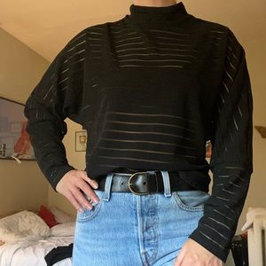 Nasty gal sheer mock neck long sleeve blouse